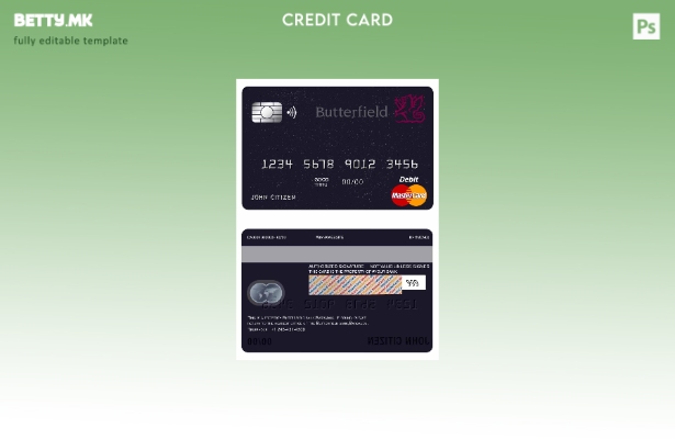 Модерен стил Шаблон за дебитна картичка мастеркард банка на Барбадос Батерфилд